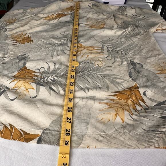 Tommy Bahama Men M Silk shirt button Short sleeve Jacquard Tropical Print - Picture 13 of 15